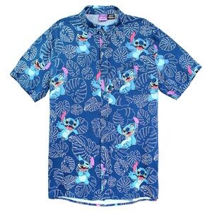 Disney's Lilo & Stitch Men's Happy Mode Stitch Button Up Small NWOT